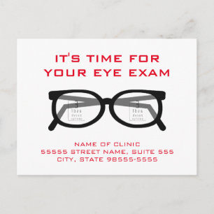 Carte Postale Spectacles modernes Examen Oeil Rappel de rendez-v