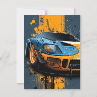 Carte Postale "Speed & Splatter – The Ford GT40 Gulf Legacy"