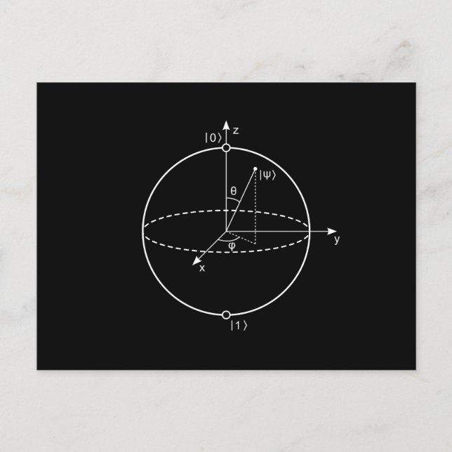 Carte Postale Sphère Bloch | Physique / Maths Quantum Bit (Devant)