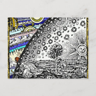 Carte Postale Sphère céleste complexe Soleil Lune Étoiles Planèt