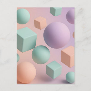 Carte Postale Sphères Géométriques Pastel Cubes