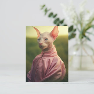 Carte Postale Sphynx Cat in Outfit – Playful Nature Art