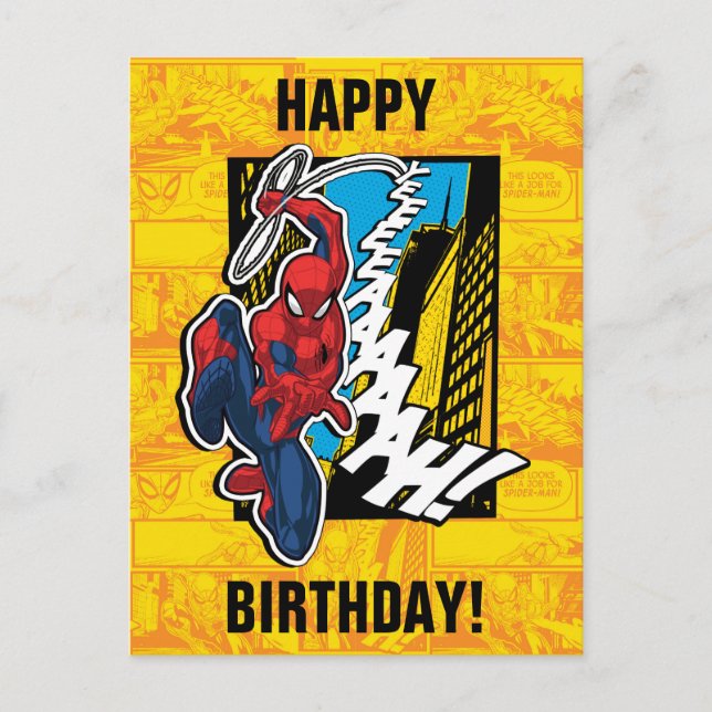 Carte Postale Spider-Man | Panneaux animés tournants Web Pop Art (Devant)