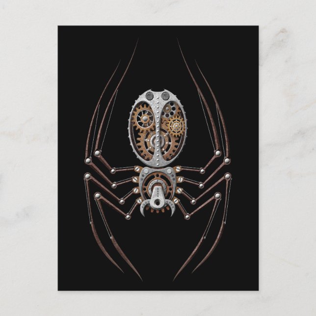 Carte Postale Spider Steampunk sur noir (Devant)