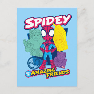 Carte Postale Spidey et ses amis incroyables Collage de couleurs