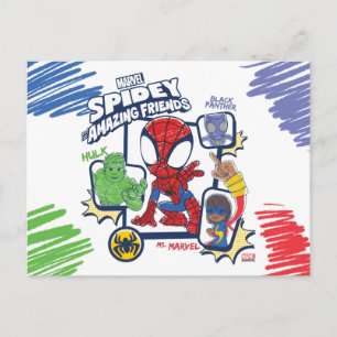 Carte Postale Spidey et ses amis incroyables Graphique au crayon