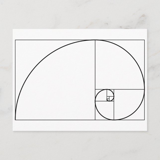 Carte Postale Spirale de Fibonacci Nombre d'Or (Devant)