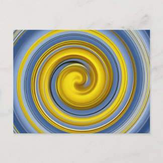 Carte Postale spirale jaune et bleue