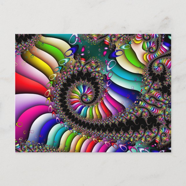 Carte Postale Spirale multichromique fractale (Devant)