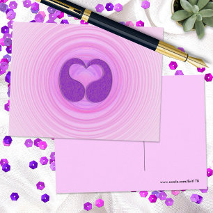 Carte Postale Spirales roses et cœur violet sur le devant vierge
