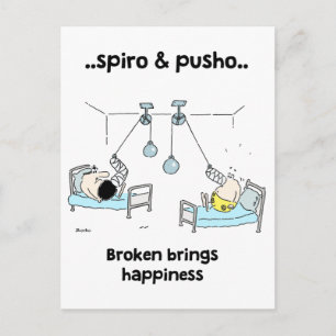 Carte Postale Spiro et Pusho Citations Motivationnelles cassées 