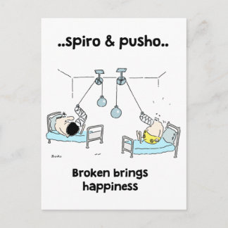 Carte Postale Spiro et Pusho Citations Motivationnelles cassées 