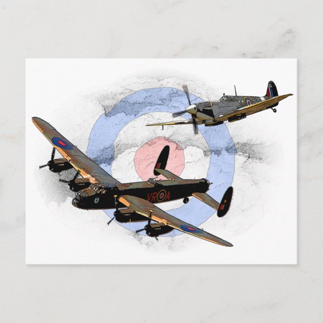 Carte Postale Spitfire et Lancaster (Devant)
