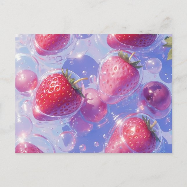 Carte Postale Splash de raisins de fraise (Devant)