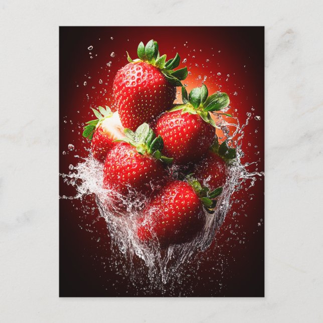 Carte Postale Splash fraise (Devant)