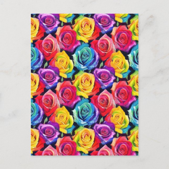Carte Postale Splashy watercolor roses pattern (Devant)
