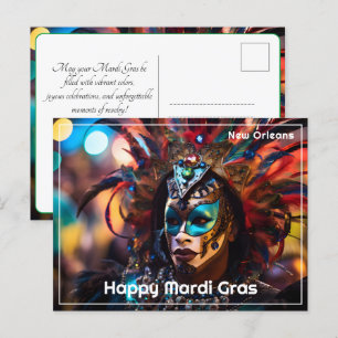 Carte Postale 💚 Splendeur 💛 Plumes : Mardi Gras Opulence