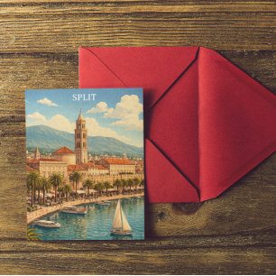 Carte Postale Split Croatie Vintage Côte Adriatique