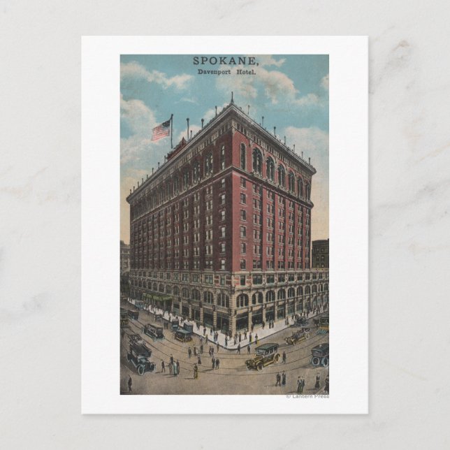 Carte Postale Spokane, WA - Vue de l'hôtel Davenport (Devant)