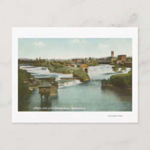 Carte Postale Spokane, WA - Vue de Middle Falls & River