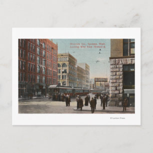 Carte Postale Spokane, WA - Vue sur Riverside Ave. & Howard St