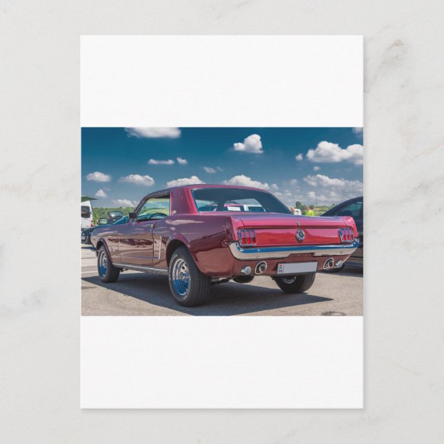 Carte Postale Sport automobile Mustang Muscle rouge Moteur engre (Devant)