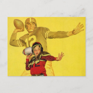 Carte Postale Sport vintage, le garçon comme futur quart-arrière