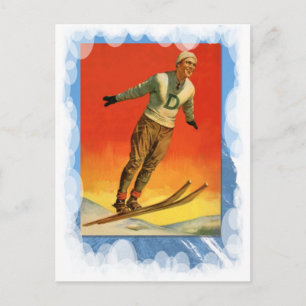 Carte Postale Sports d'hiver vintages - Saut à ski