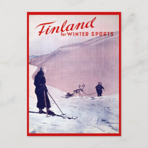 Carte Postale Sports d'hiver vintages, Ski Finlande