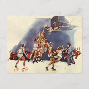 Carte Postale Sports vintages Basketball, Joueurs dans un jeu
