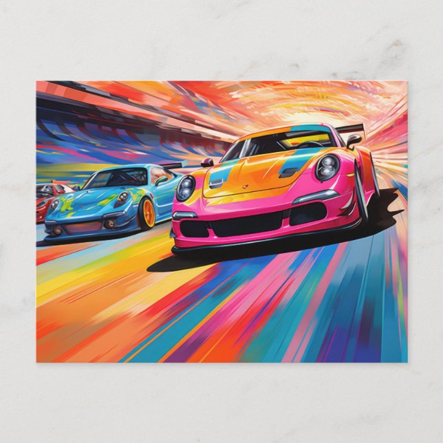 Carte Postale Sportscars colorés (Devant)