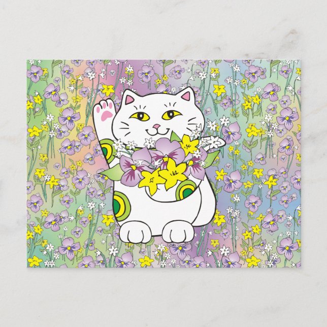 Carte Postale Spring Bouquet Maneki Neko (Devant)