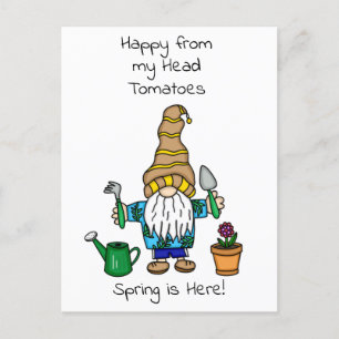 Carte Postale Spring Gnome prêt à jardiner  