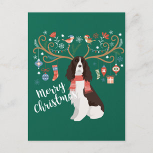 Carte Postale Springer anglais espagnol renne de Noël chien