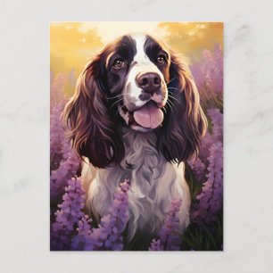 Carte Postale Springer Spaniel dans le champ Lavender