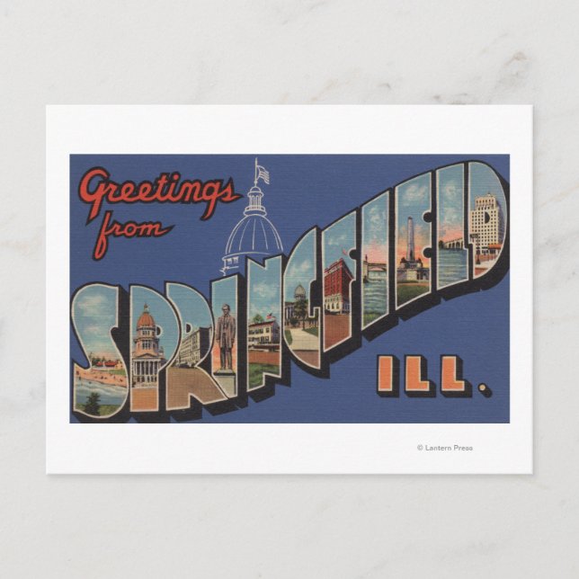 Carte Postale Springfield, Illinois - Scènes de grandes lettres (Devant)