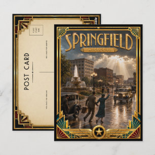Carte Postale Springfield Missouri Art Déco vintage de l'âge d'o