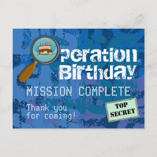 Carte Postale Spy / Secret / Agent spécial Anniversaire Merci