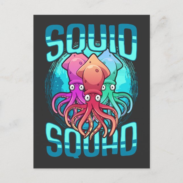 Carte Postale Squad de calmar Animal Océan Omer Amoureux Octopus (Devant)