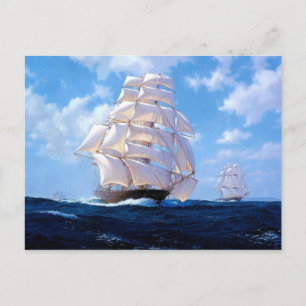 Carte Postale Square riggers under full sail