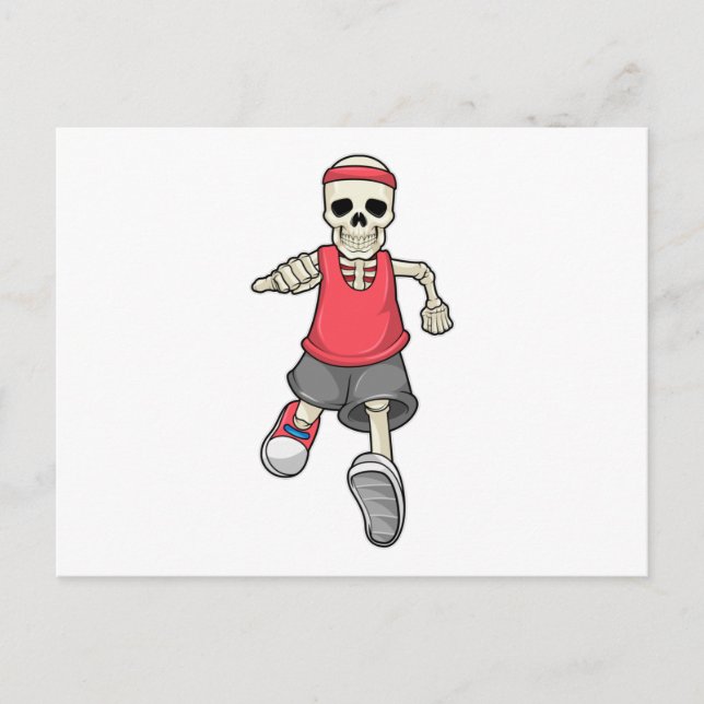 Carte Postale Squelette à courir avec bandeau (Devant)