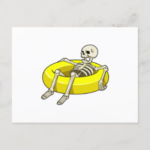 Carte Postale Squelette à la natation avec anneau de natation