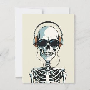 Carte Postale Squelette avec casque