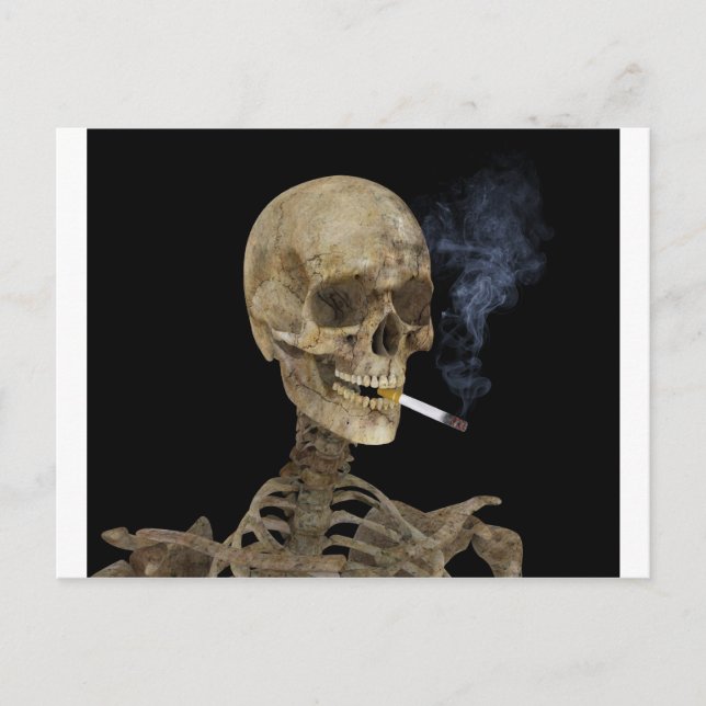 Carte Postale Squelette avec cigarette (Devant)