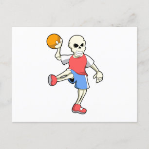 Carte Postale Squelette chez Joueur de handball avec ballon de h