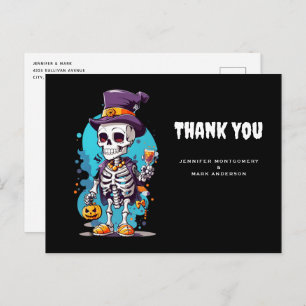 Carte Postale Squelette cool dans un haut chapeau Halloween Merc