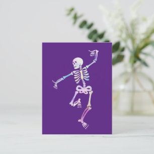Carte Postale Squelette Dansant Aquarelle