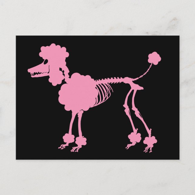 Carte Postale Squelette de caniche rose (Devant)