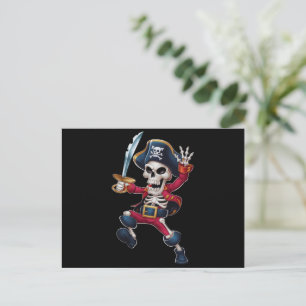 Carte Postale Squelette de pirate Dabbing Halloween Enfants Joll