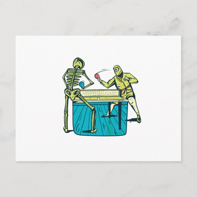 Carte Postale Squelette de tennis de table (Devant)